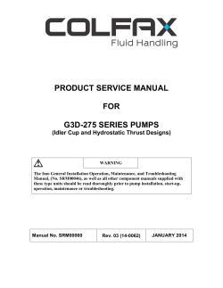 PRODUCT SERVICE MANUAL  FOR G3D-275 SERIES PUMPS