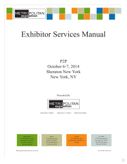 Exhibitor Services Manual P2P October 6-7, 2014 Sheraton New York