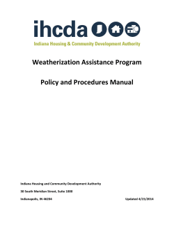Weatherization Assistance Program Policy and Procedures Manual