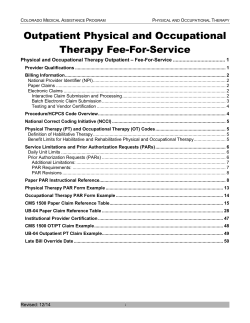 Outpatient Physical and Occupational Therapy Fee-For-Service
