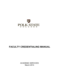 FACULTY CREDENTIALING MANUAL  ACADEMIC SERVICES March 2014