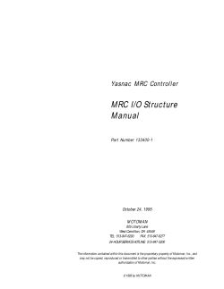 MRC I/O Structure Manual Yasnac MRC Controller Part Number 133400-1