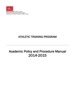 2014-2015 Academic Policy and Procedure Manual ATHLETIC TRAINING PROGRAM