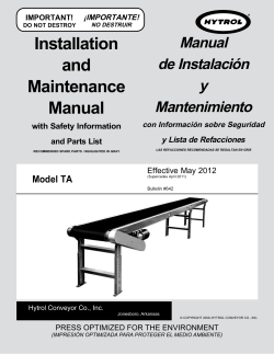 Installation and Maintenance Manual