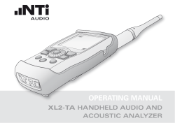 OPERATING MANUAL HANDHELD AUDIO AND ACOUSTIC ANALYZER XL2-TA