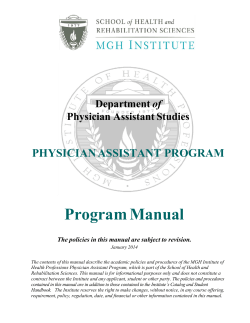 Program Manual  PHYSICIAN ASSISTANT PROGRAM of