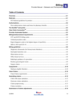 6 Billing  Table of Contents