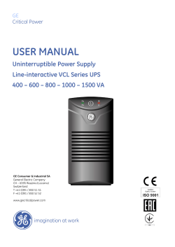 USER MANUAL Uninterruptible Power Supply Line-interactive VCL Series UPS