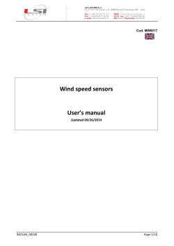 Wind speed sensors User’s manual  Updated 09/26/2014
