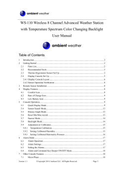 WS-110 Wireless 8 Channel Advanced Weather Station User Manual