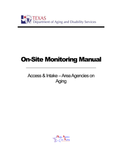 On-Site Monitoring Manual Access &amp; Intake – Area Agencies on Aging