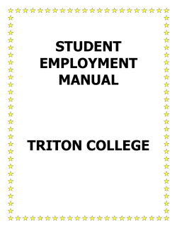 STUDENT EMPLOYMENT MANUAL