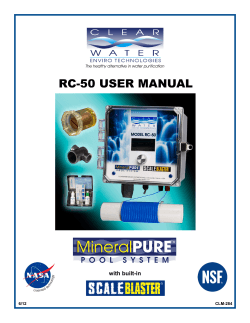 RC-50 USER MANUAL with built-in The healthy alternative in water purification CLM-284