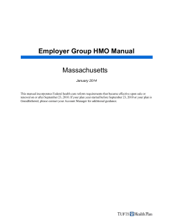 Employer Group HMO Manual Massachusetts  January 2014
