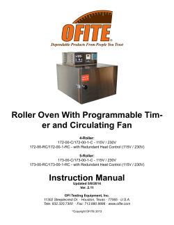 Roller Oven With Programmable Tim- er and Circulating Fan