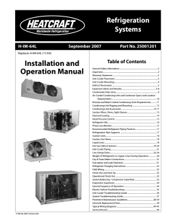 Installation	and Operation	Manual Refrigeration Systems