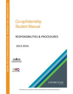 Co-op/Internship Student Manual  RESPONSIBILITIES &amp; PROCEDURES