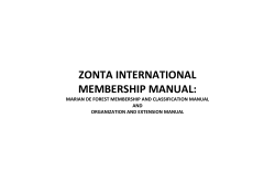 ZONTA INTERNATIONAL MEMBERSHIP MANUAL: MARIAN DE FOREST MEMBERSHIP AND CLASSIFICATION MANUAL