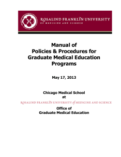Manual of Policies &amp; Procedures for Graduate Medical Education Programs