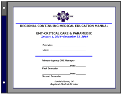 REGIONAL CONTINUING MEDICAL EDUCATION MANUAL  EMT-CRITICAL CARE &amp; PARAMEDIC