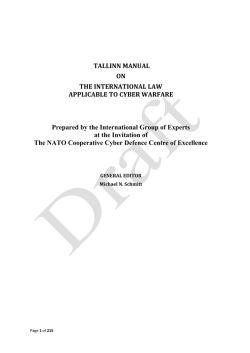 TALLINN MANUAL ON THE INTERNATIONAL LAW APPLICABLE TO CYBER WARFARE