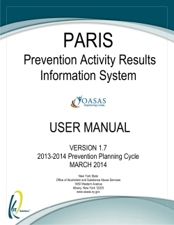 PARIS Prevention Activity Results Information System USER MANUAL