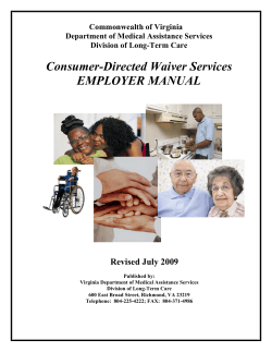 Consumer-Directed Waiver Services EMPLOYER MANUAL Revised July 2009