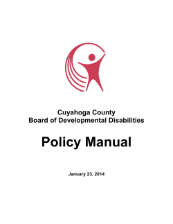 Policy Manual  Cuyahoga County Board of Developmental Disabilities