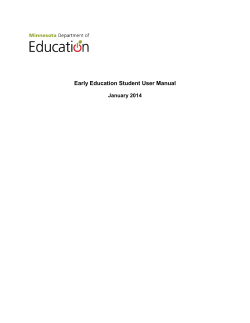 Early Education Student User Manual January 2014