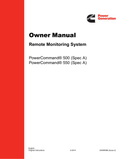 Owner Owner Manual Manual Remote Monitoring System