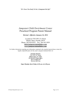 Jumpstart Child Enrichment Center Preschool Program Parent Manual