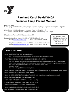 Paul and Carol David YMCA Summer Camp Parent Manual