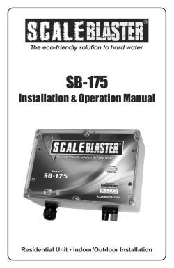 SB-175 Installation &amp; Operation Manual Residential Unit • Indoor/Outdoor Installation