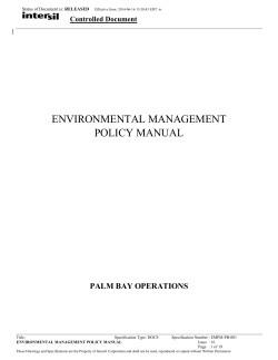 ENVIRONMENTAL MANAGEMENT POLICY MANUAL PALM BAY OPERATIONS Controlled Document