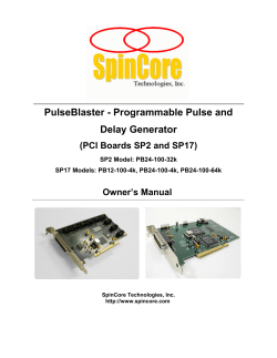 PulseBlaster - Programmable Pulse and Delay Generator (PCI Boards SP2 and SP17)
