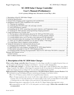 SC-2030 Solar Charge Controller User’s Manual (Preliminary) Bogart Engineering