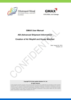 GMAX User Manual ASI (Advanced Shipment Information)
