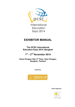 EXHIBITOR MANUAL 1 – 2 November 2014
