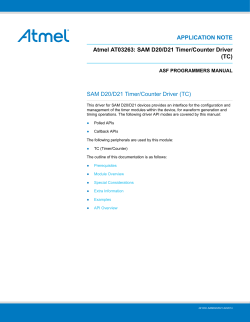 APPLICATION NOTE Atmel AT03263: SAM D20/D21 Timer/Counter Driver (TC)