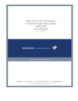 PCIe/104 or PCI/104-Express 4-Channel Audio/Video Codec Model 953 User's Manual