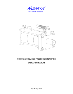 NUMATX MODEL 3320 PRESSURE INTENSIFIER OPERATION MANUAL A