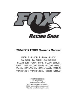 2004 FOX FORX Owner’s Manual
