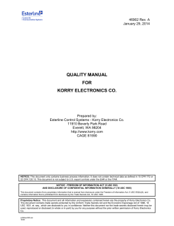 QUALITY MANUAL FOR KORRY ELECTRONICS CO.