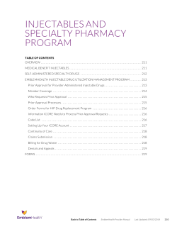 INJECTABLES AND SPECIALTY PHARMACY PROGRAM