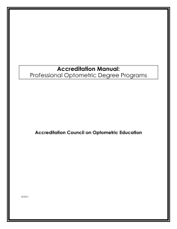 Accreditation Manual: Professional Optometric Degree Programs Accreditation Council on Optometric Education