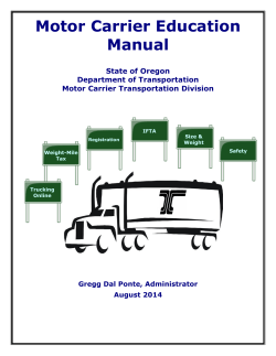 Motor Carrier Education Manual State of Oregon Department of Transportation
