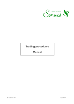 Trading procedures  Manual