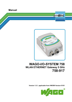 758-917 WAGO-I/O-SYSTEM 758 Manual WLAN ETHERNET Gateway 5 GHz