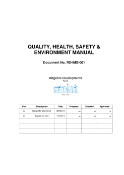 QUALITY, HEALTH, SAFETY &amp; ENVIRONMENT MANUAL Document No. RD-IMS-001