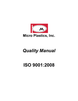 Quality Manual  ISO 9001:2008 Micro Plastics, Inc.